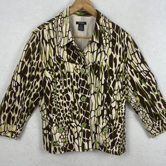Bob Mackie Linen Jacket Animal Print Size 12 Maximalist Wearable Art Designer - Picture 1 of 7